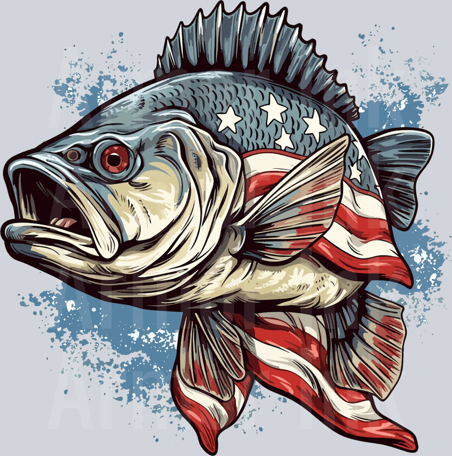 American Flag Bass DTF transfer
