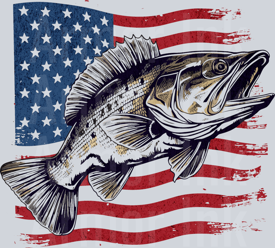 American Flag Bass DTF transfer