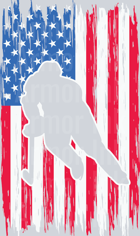 American Flag Hockey DTF transfer
