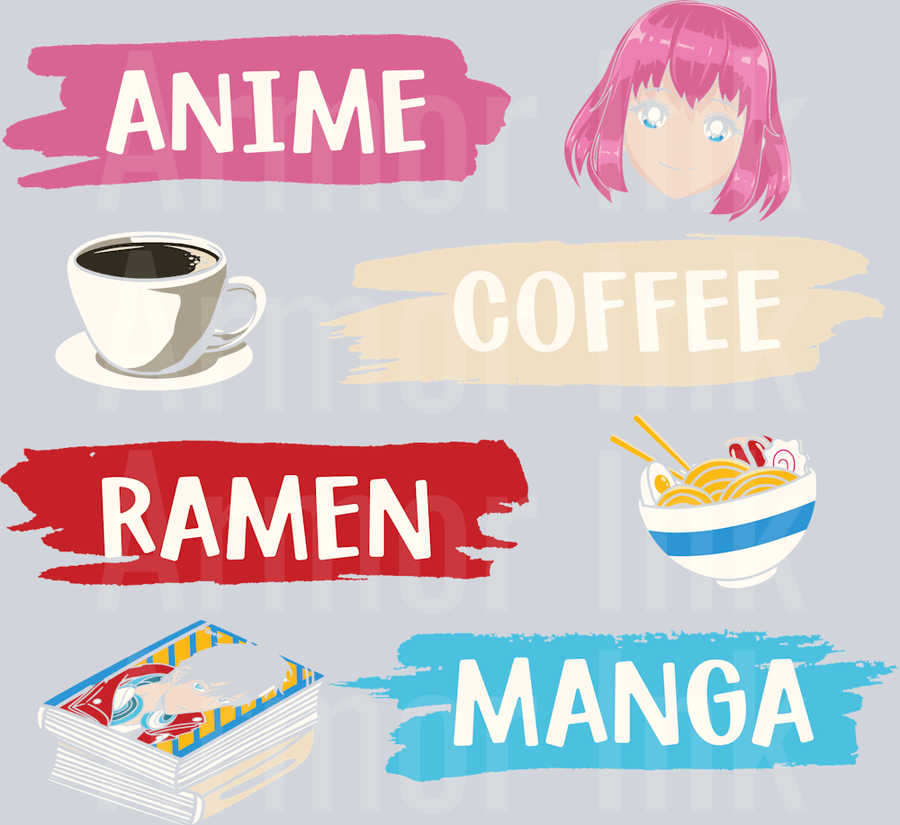 Anime Coffee Ramen Manga DTF transfer
