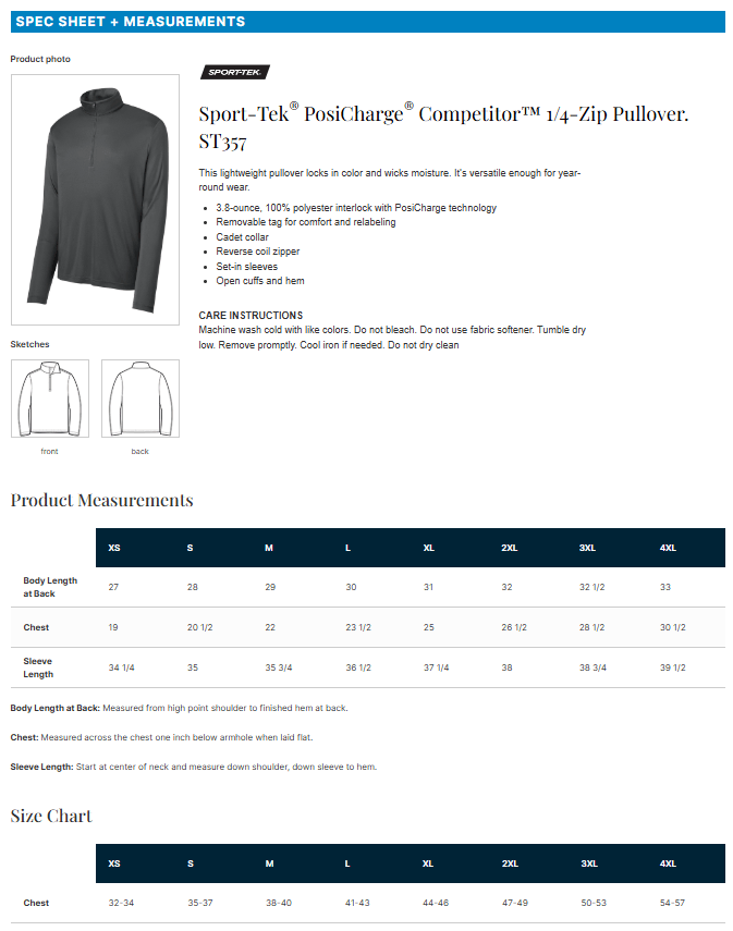 Lightweight Polyester 1/4 Zip Pullover - Youth/Adult - Jr. Eagles