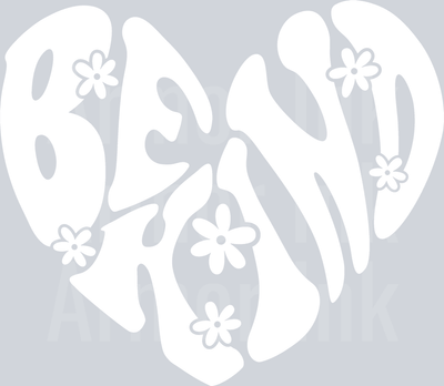 BE KIND GROOVY HEART White DTF transfer
