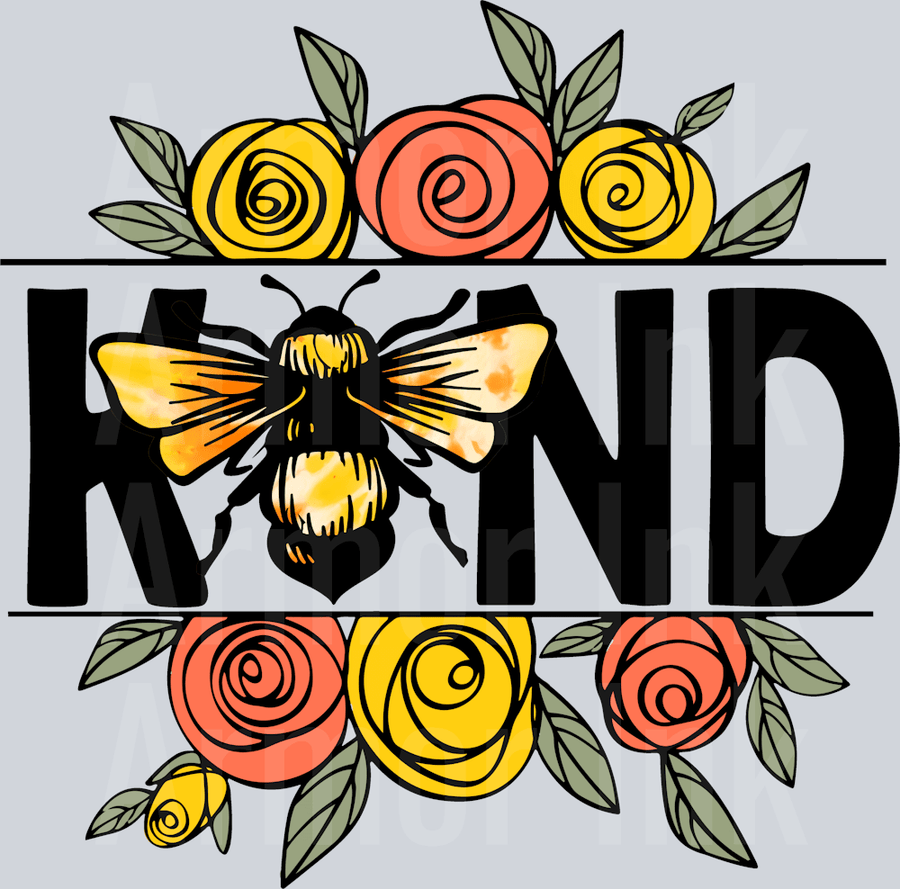 Bee Kind Floral DTF transfer