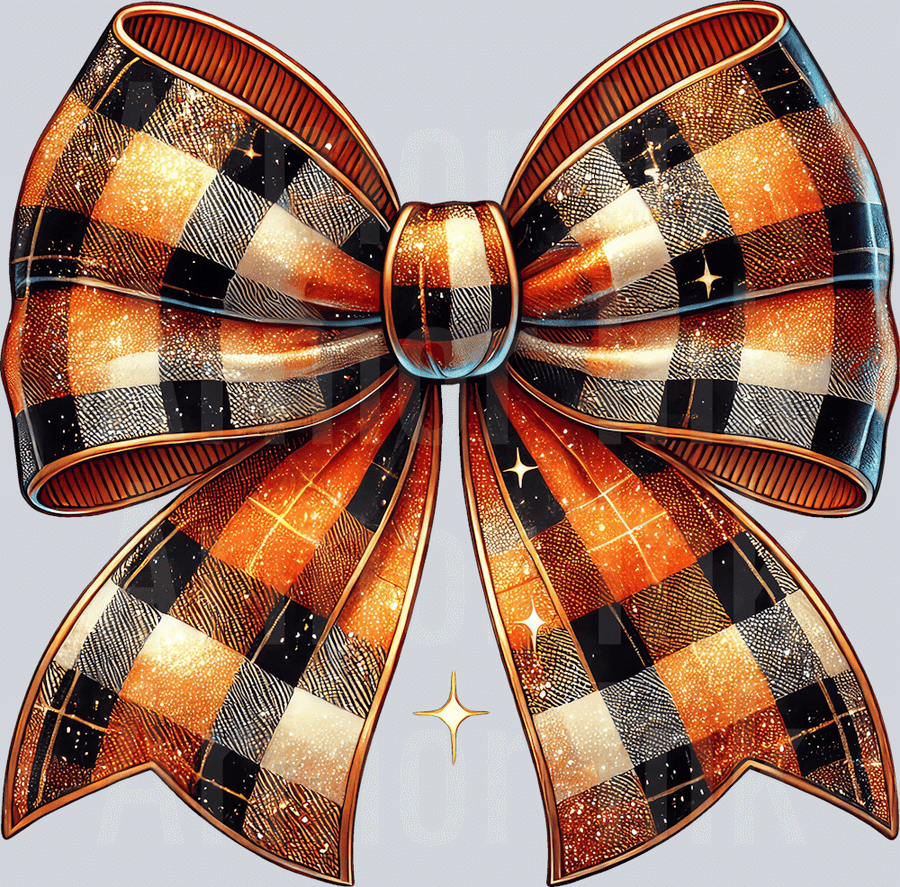 Black and Orange Coquette Bow DTF transfer
