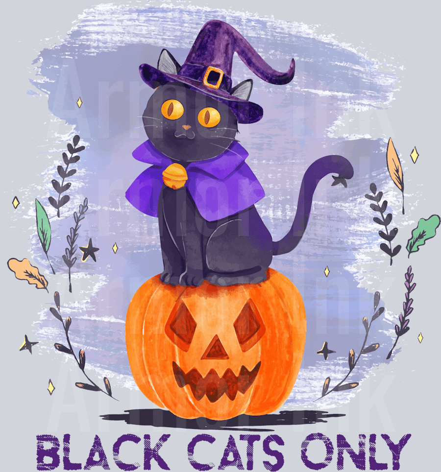 Black Cats Only DTF transfer