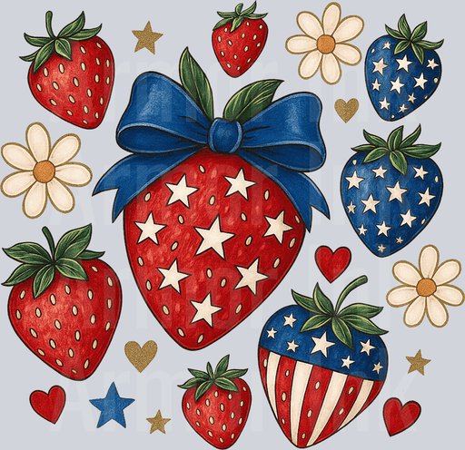 Boho 4th of July Strawberry Patriotic