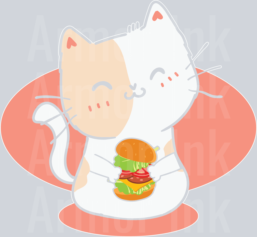 Burger Cat DTF transfer