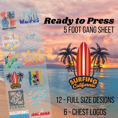 California Surfing Pre - made 5 Foot (22x60) DTF Gang Sheet - Armor Ink