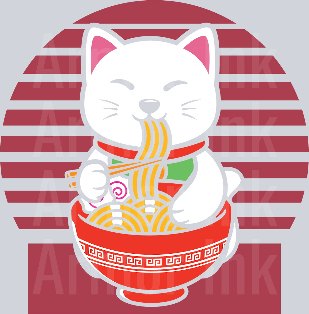Cat Ramen DTF transfer