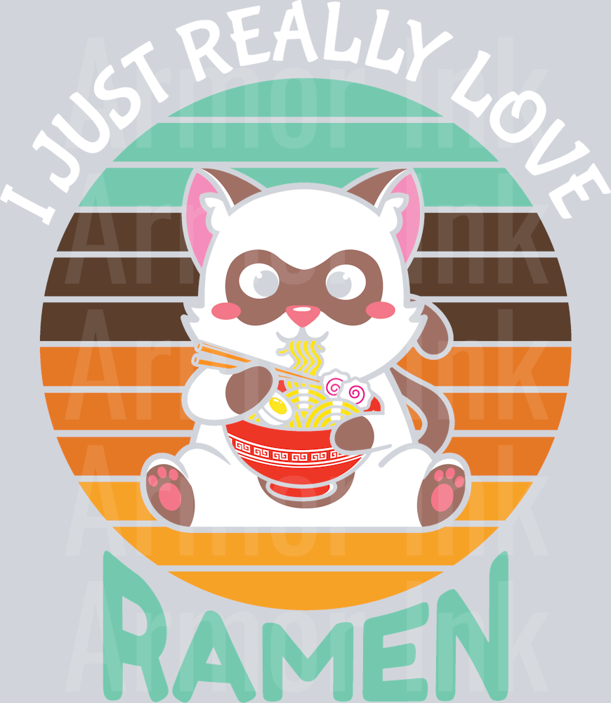 Cat Ramen DTF transfer