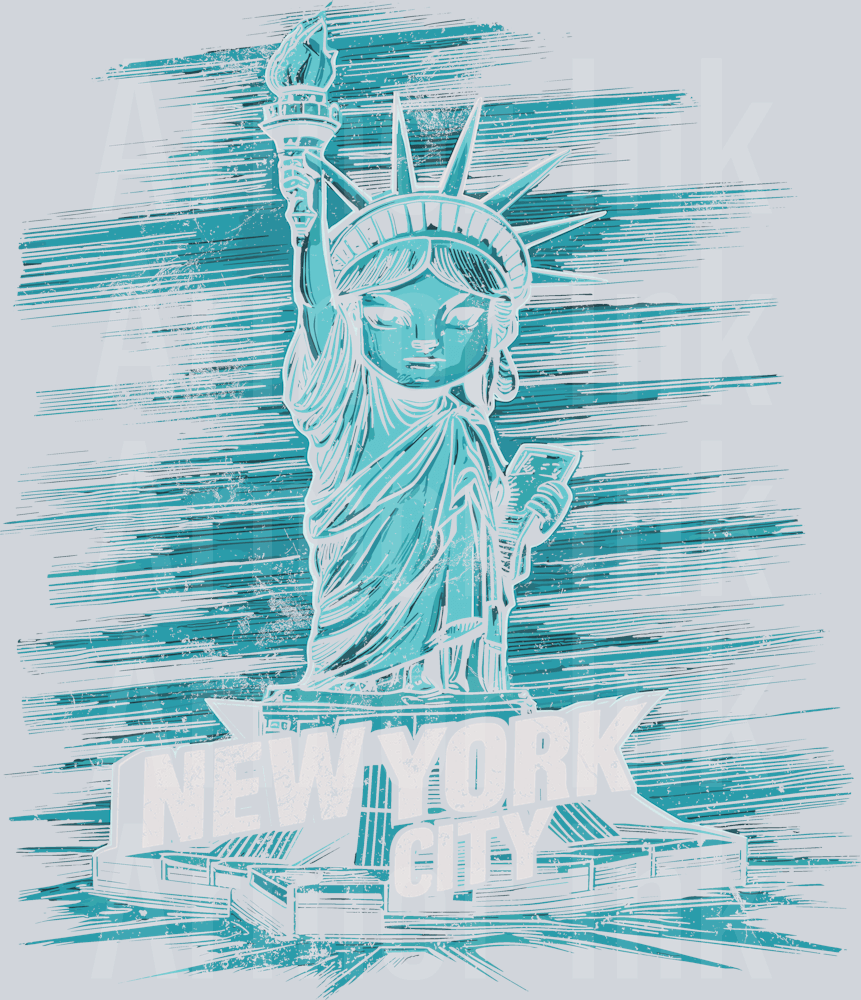 Chibi Statue Of Liberty Blackout DTF transfer
