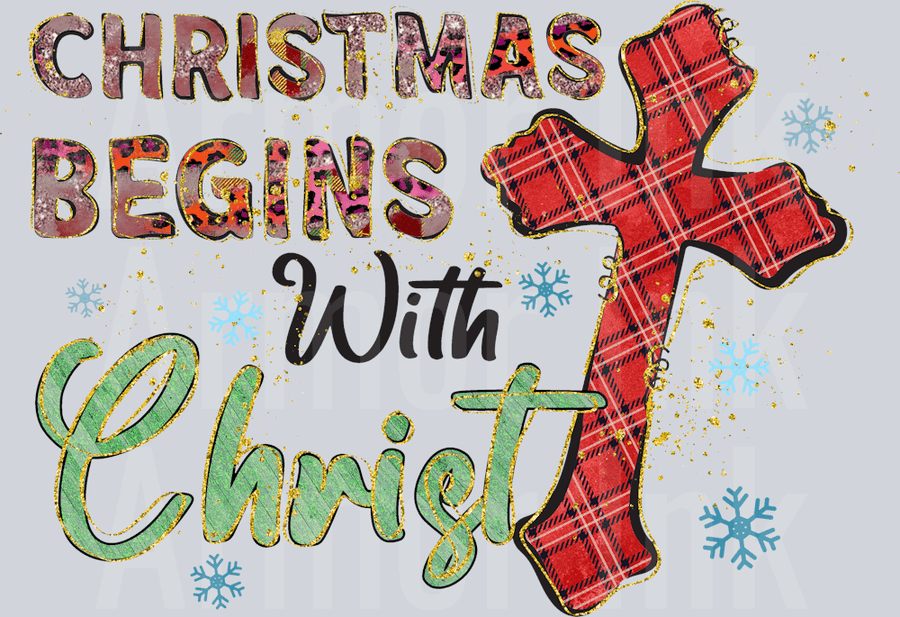 Christmas Begins With Christ DTF transfer