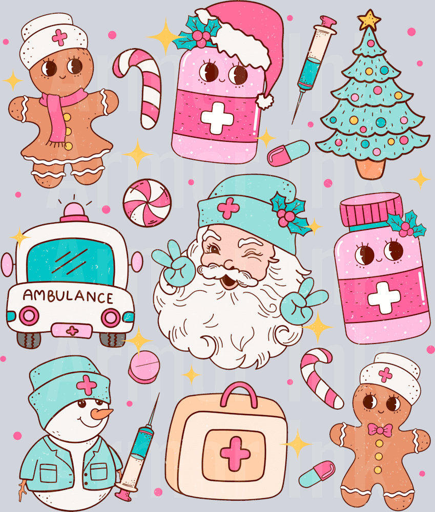 Christmas Nurse DTF transfer