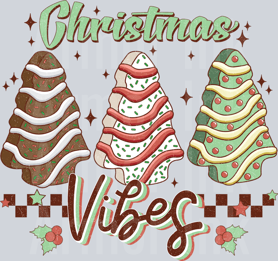 Christmas Vibes Cakes DTF transfer