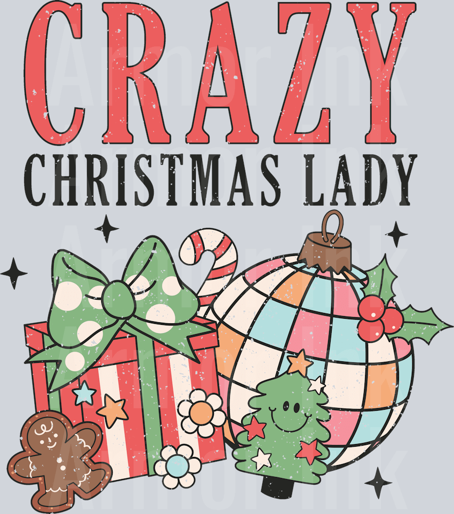 Crazy Christmas Lady DTF transfer