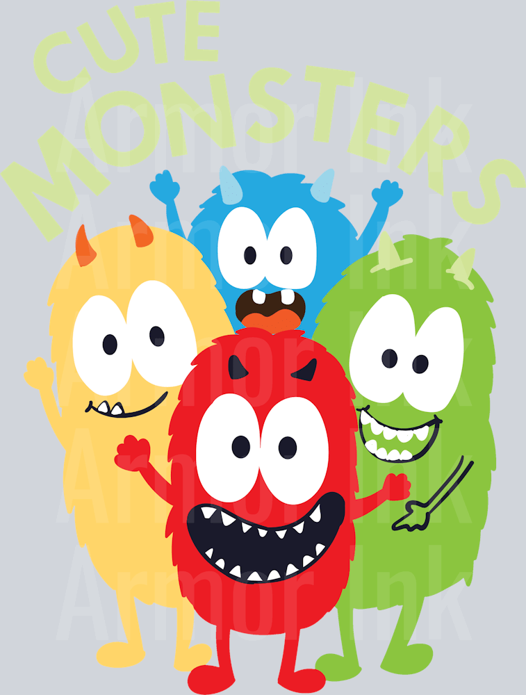 Cute Monsters DTF transfer