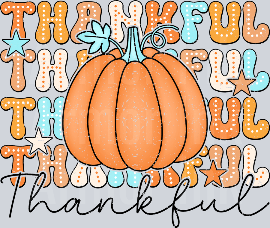 Distressed Thankful Pumpkin DTF transfer
