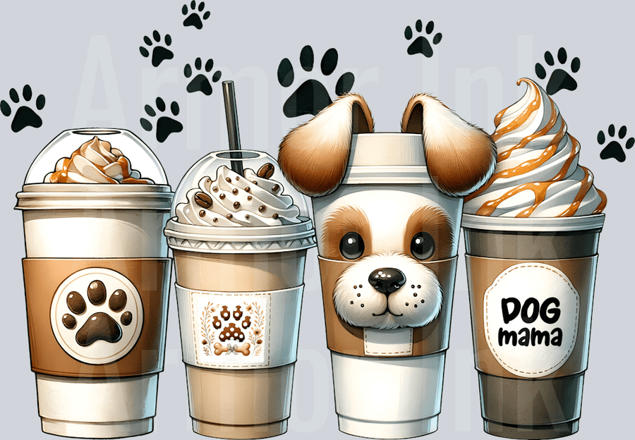 Dog Drinks DTF transfer