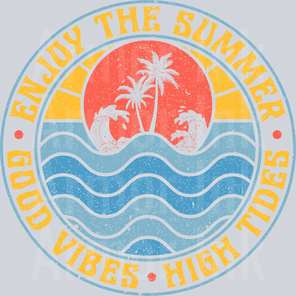 Enjoy The Summer Good Vibes High Tides Retro Distressed