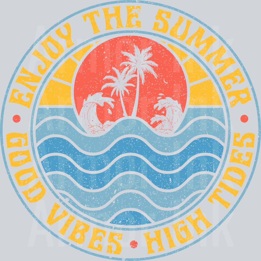 Enjoy The Summer Good Vibes High Tides Retro Distressed DTF transfer