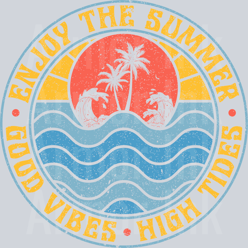 Enjoy The Summer Good Vibes High Tides Retro Distressed