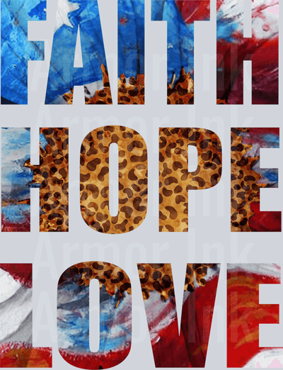Faith Hope Love DTF transfer