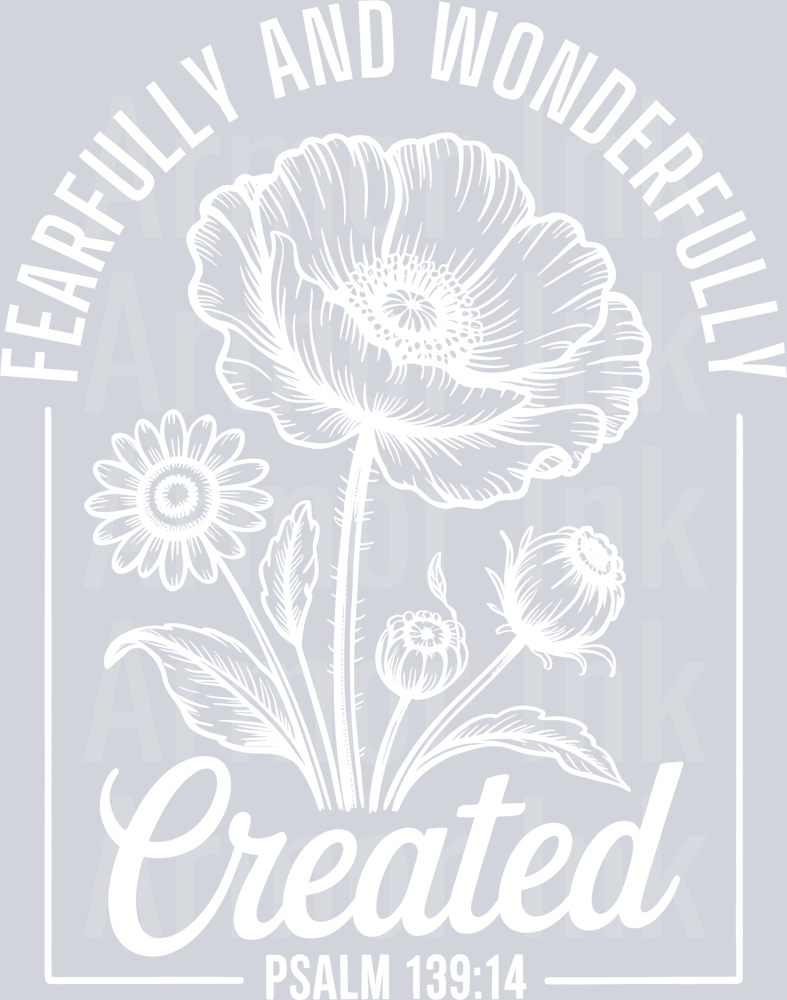 Fearfully and Wonderfully Created White DTF transfer