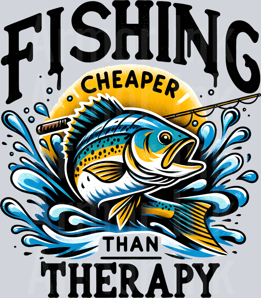 Fishing Cheaper Than Therapy DTF transfer