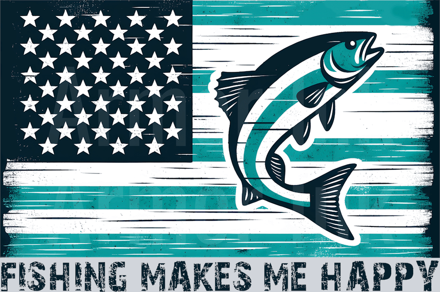 Fishing Makes Me Happy DTF transfer