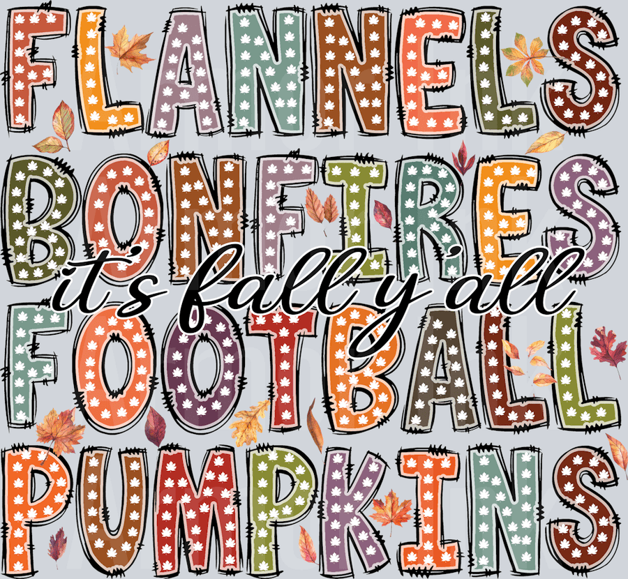 Flannels Bonfires Football Pumpkins DTF transfer