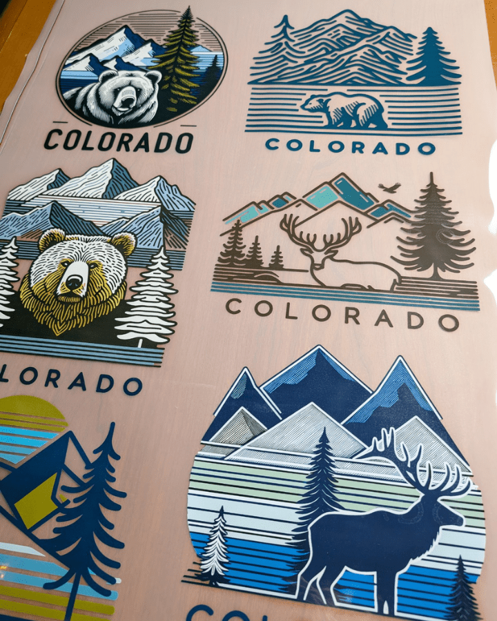 A printed Colorado DTF gang sheet
