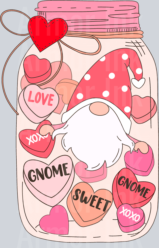 Gnome Love Hearts DTF transfer