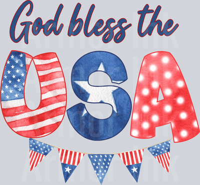 God Bless The USA DTF transfer