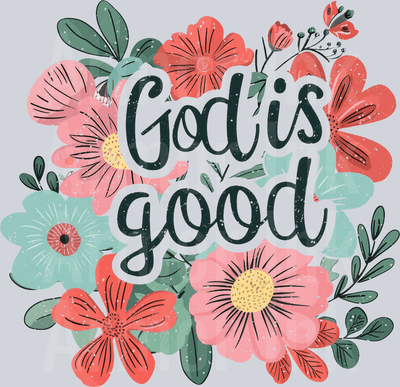 God Is Good Floral DTF transfer
