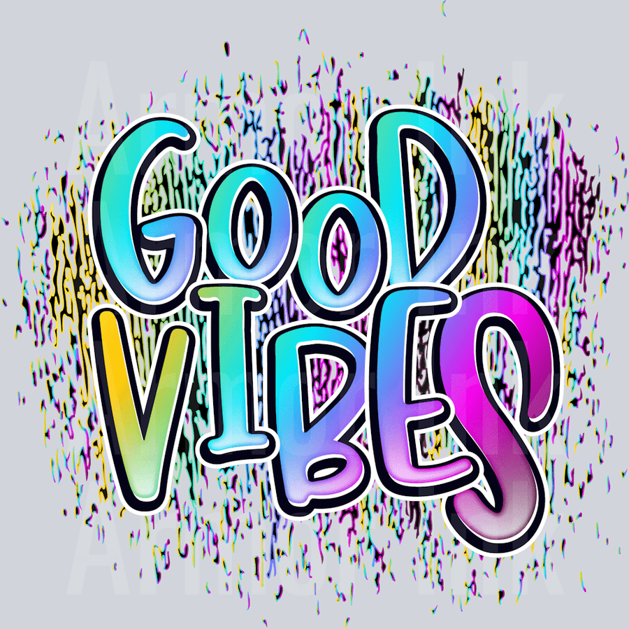 Good Vibes Confetii DTF transfer
