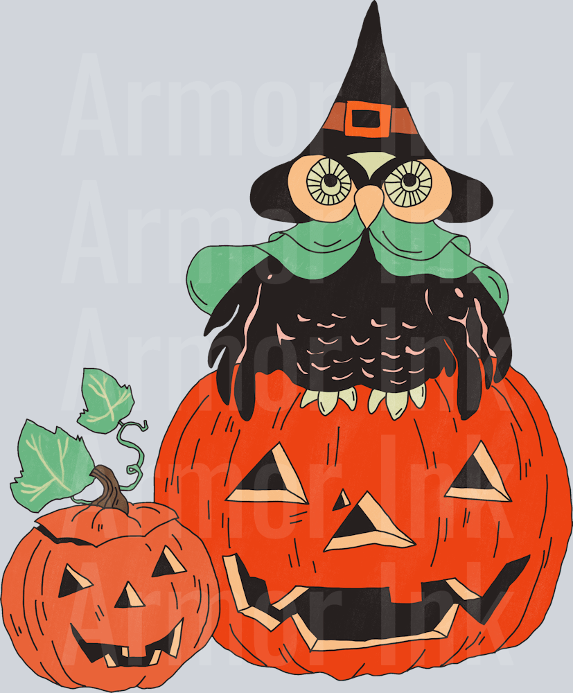 Halloween Pumpkin Owl DTF transfer