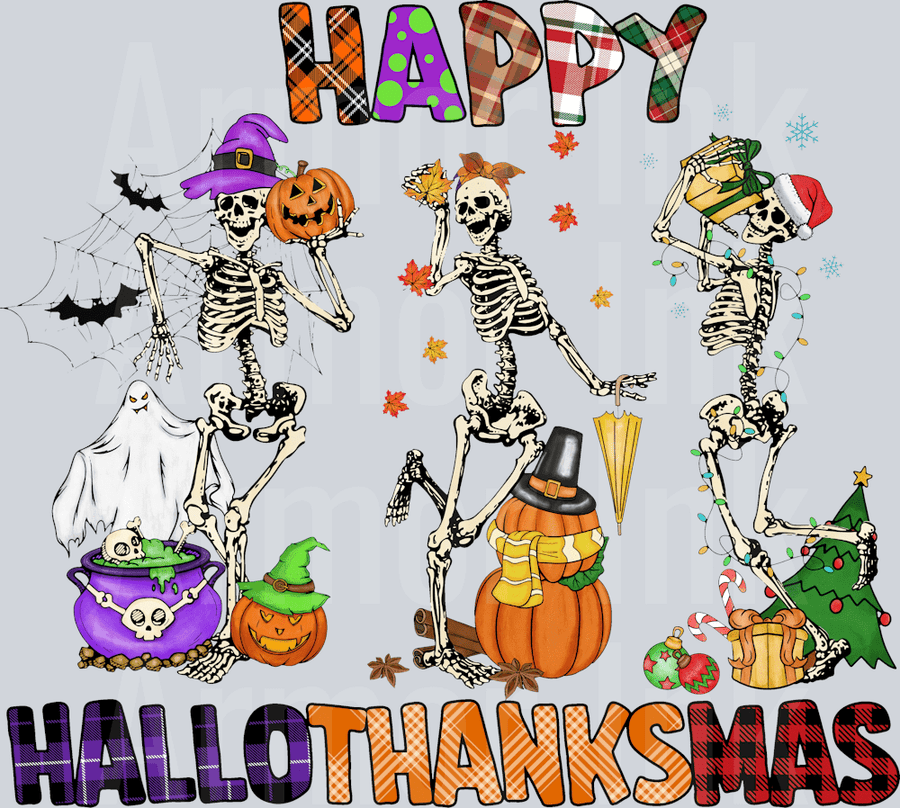 Happy Hallothanksmas DTF transfer