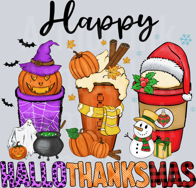 Happy Hallothanksmas DTF transfer