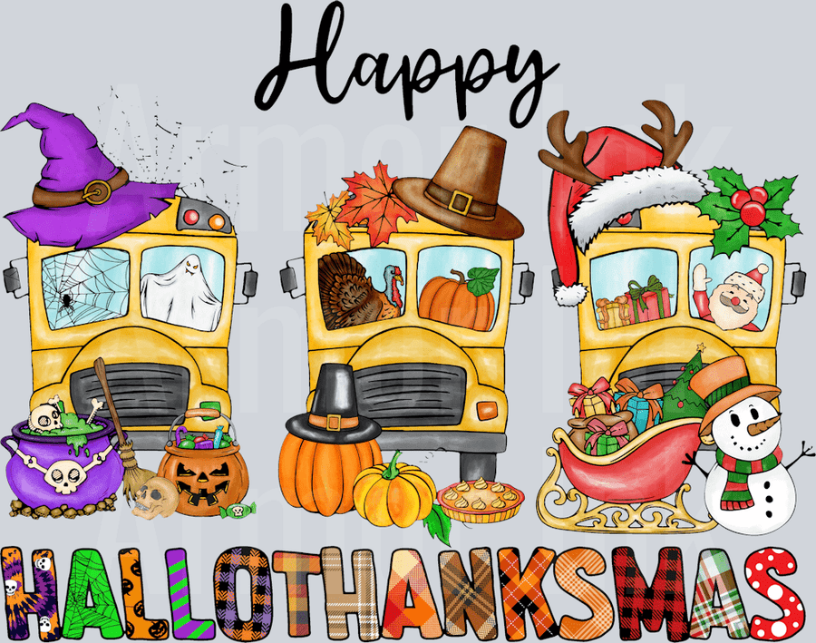Happy Hallothanksmas DTF transfer