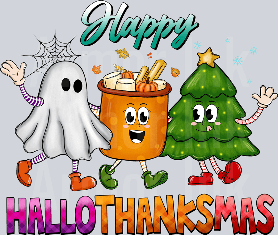 Happy HalloThanksMas DTF transfer