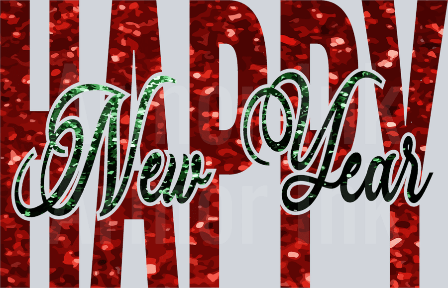 Happy New Year DTF transfer