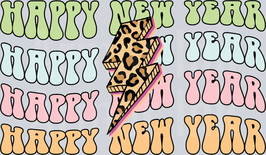 Happy New Year DTF transfer
