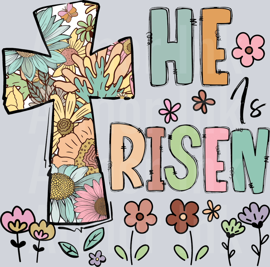 He Is Risen Flower DTF transfer