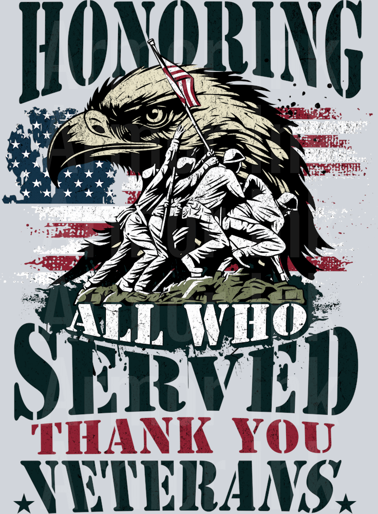 Honoring All Who Served Thank You Veterans DTF transfer