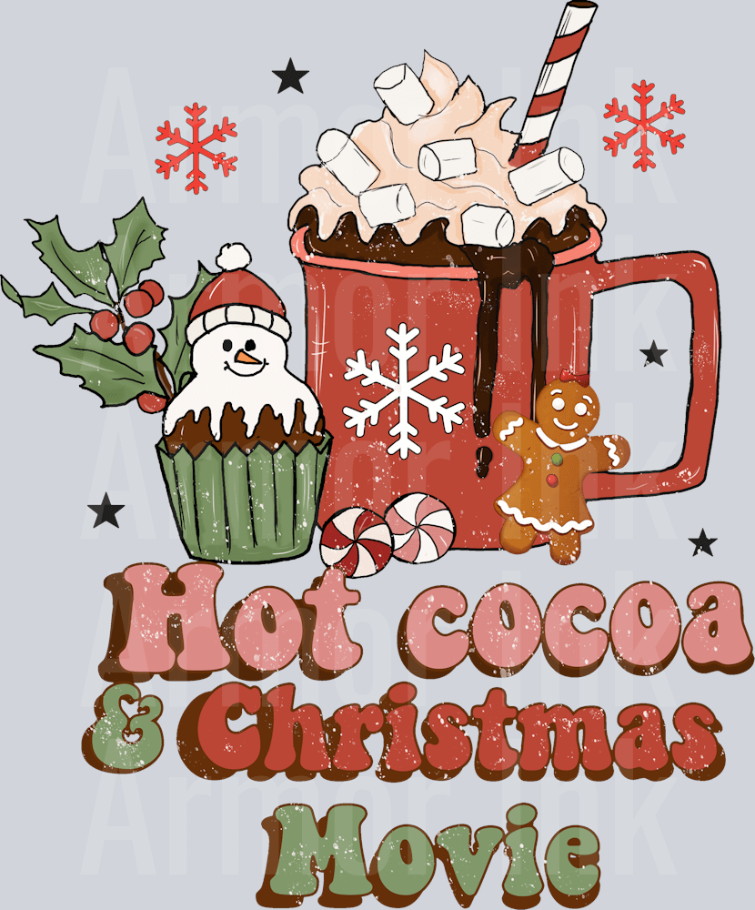 Hot Cocoa And Christmas Movie DTF transfer