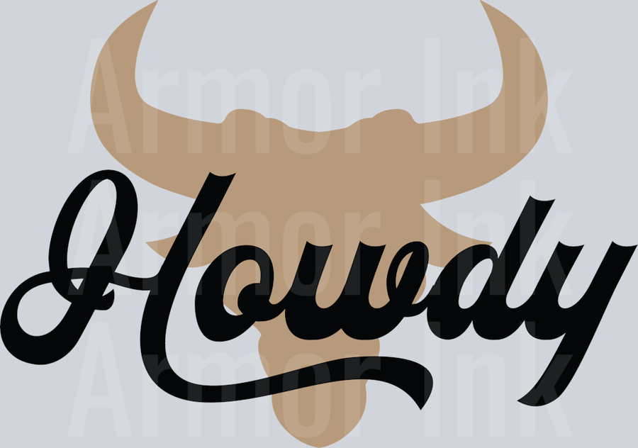 Howdy Longhorn DTF transfer