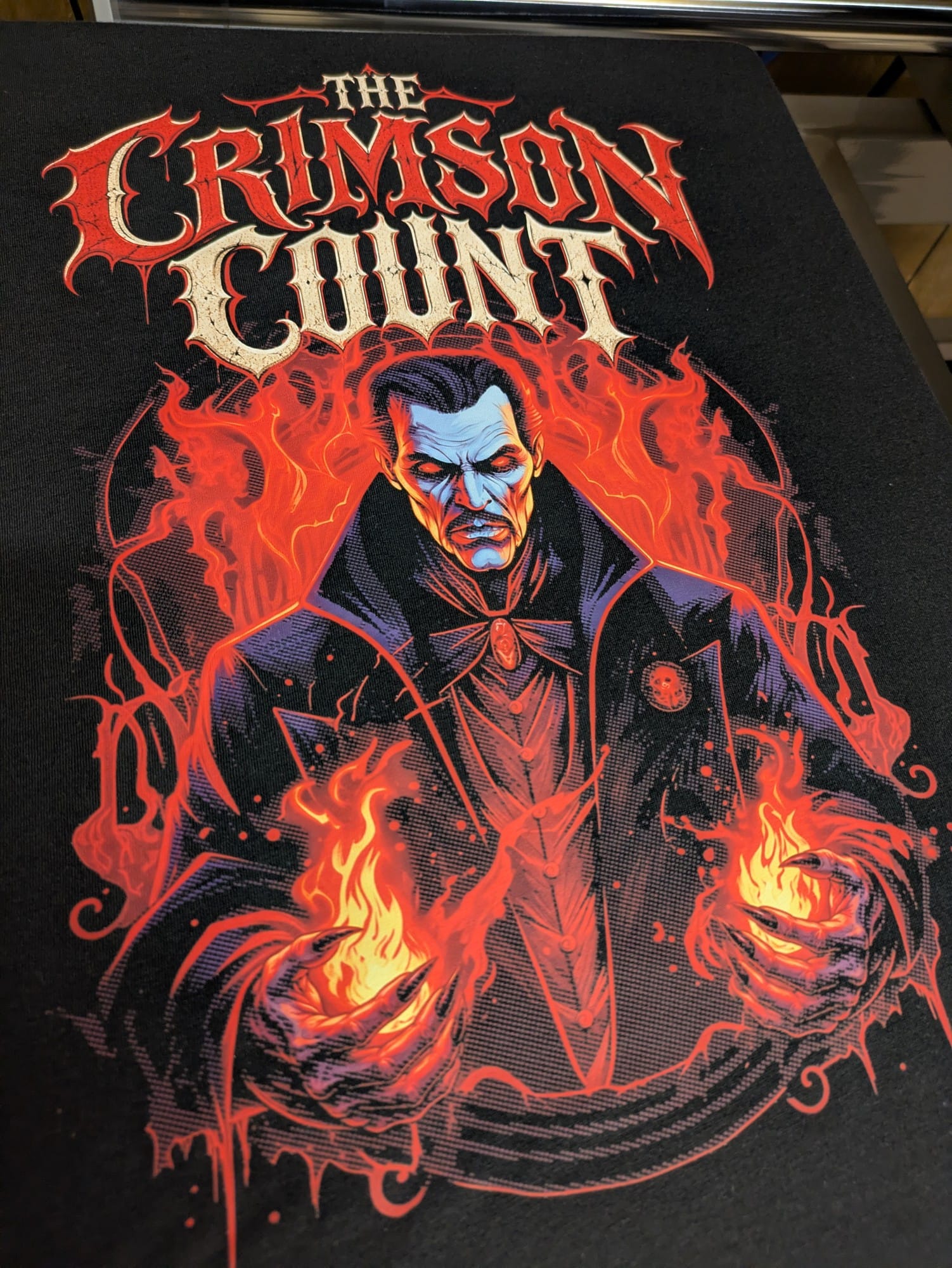 The Crimson Count Halloween Shirt, Dracula Vampire Graphic Tee, Gothic Horror T-Shirt, Unisex Black Tee