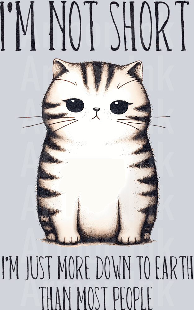 I'm Not Short I'm Just More Down To Earth Than Most People Cat DTF transfer