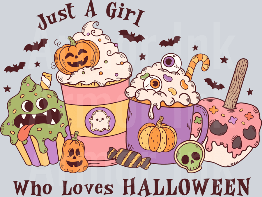 Just a Girl Who Loves Halloween DTF transfer