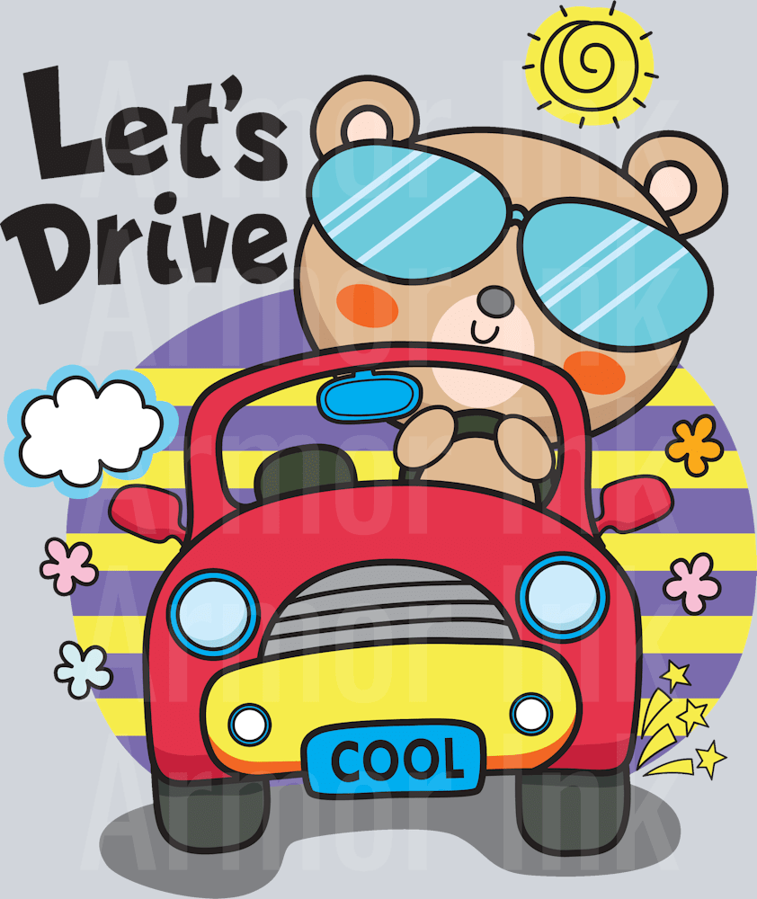 Lets Drive Bear DTF transfer